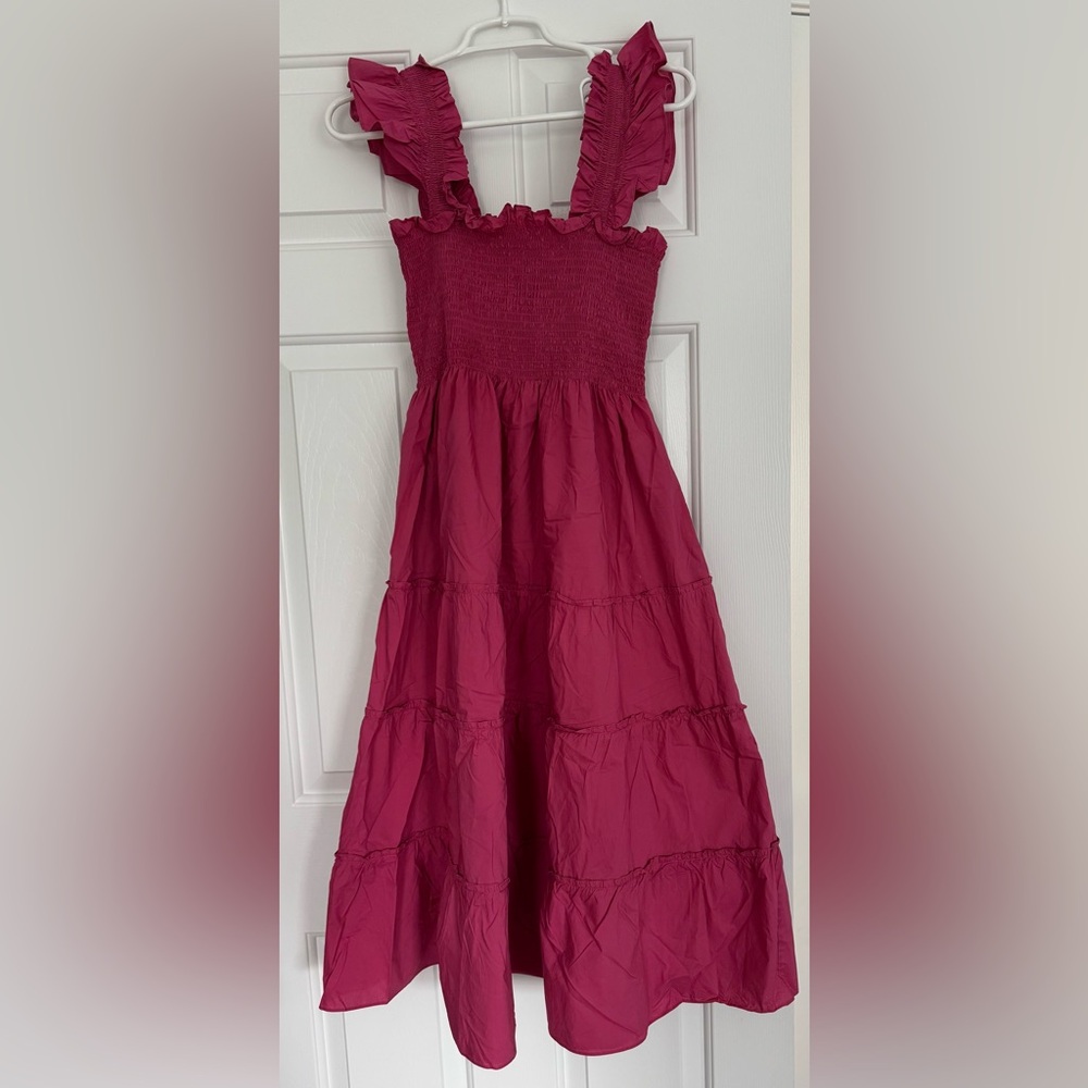 Hill House Smocked Tiered Dress in Berry